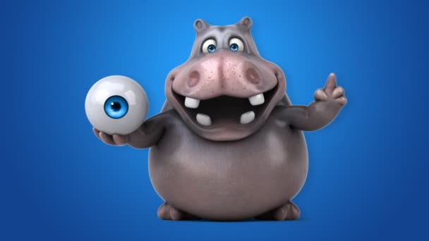 Grappige cartoon hippo — Stockvideo