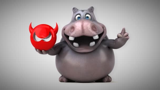 Funny cartoon hippo — Stock Video