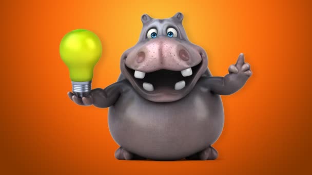 Grappige cartoon hippo — Stockvideo