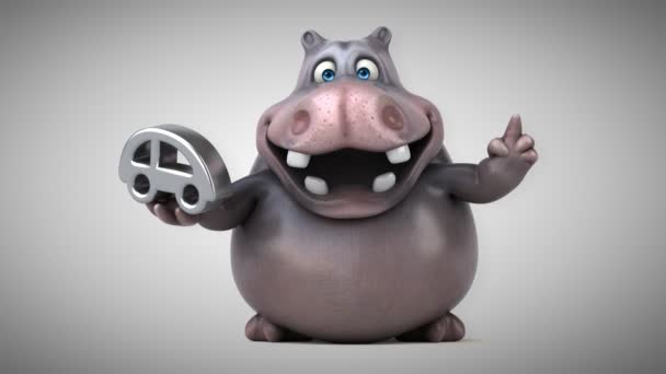 Grappige cartoon hippo — Stockvideo