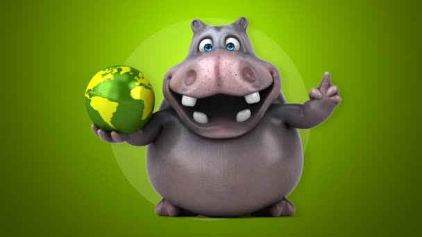 Grappige cartoon hippo — Stockvideo