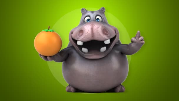 Komik karikatür hipopotam — Stok video