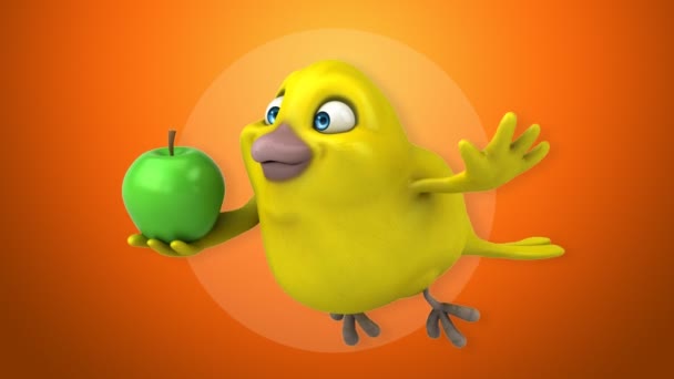 Amusant dessin animé oiseau jaune — Video