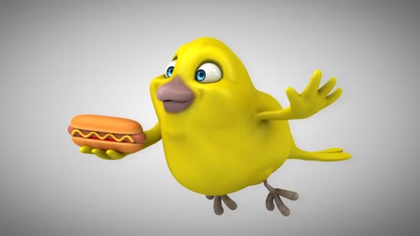 Fun cartoon yellow bird — Stock Video