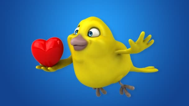 Fun cartoon yellow bird — Stock Video