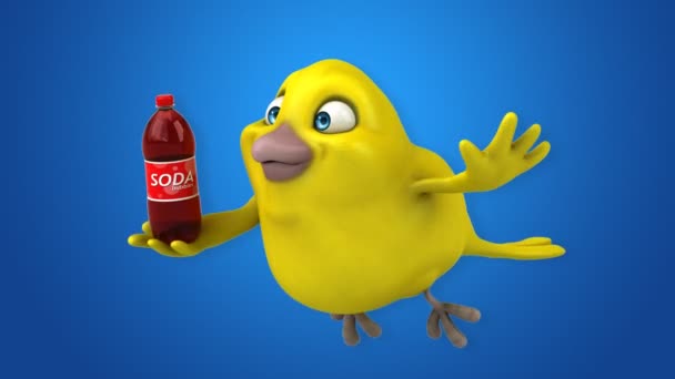 Fun cartoon yellow bird — Stock Video