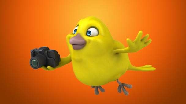 Amusant dessin animé oiseau jaune — Video