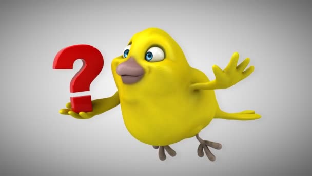 Divertido pájaro amarillo de dibujos animados — Vídeo de stock