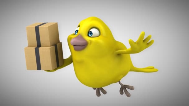 Fun cartoon yellow bird — Stock Video