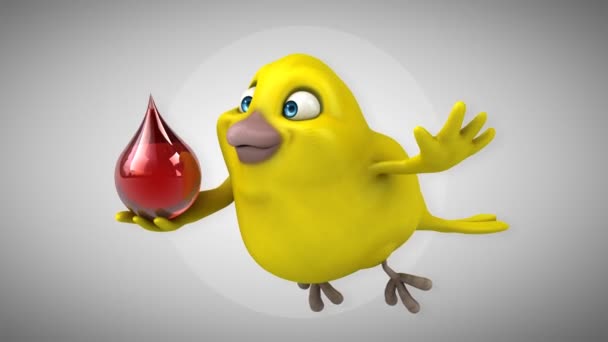 Fun cartoon yellow bird — Stock Video