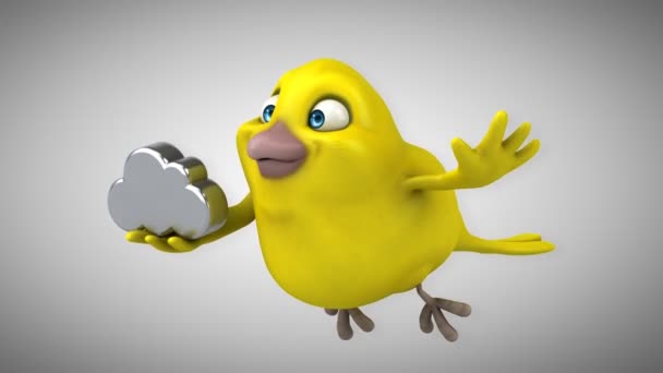 有趣的卡通黄色鸟 — 图库视频影像