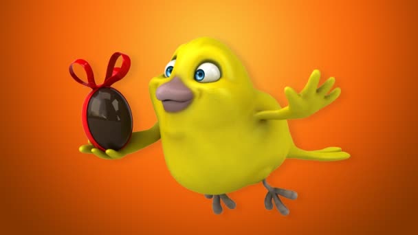 Divertido pájaro amarillo de dibujos animados — Vídeo de stock