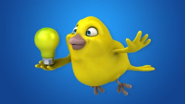 Divertido pájaro amarillo de dibujos animados — Vídeos de Stock