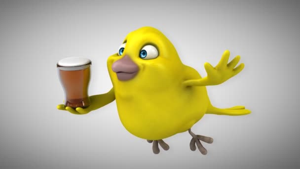 Fun cartoon yellow bird Royalty Free Stock Video