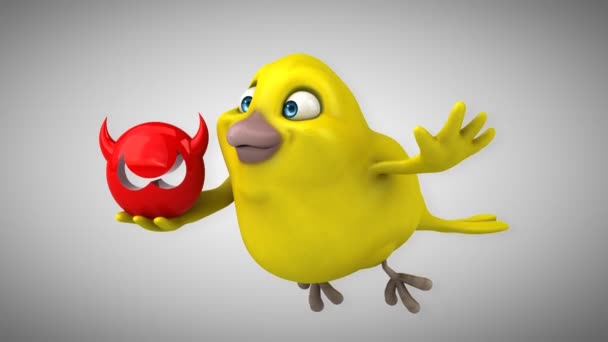 Divertente fumetto giallo uccello — Video Stock