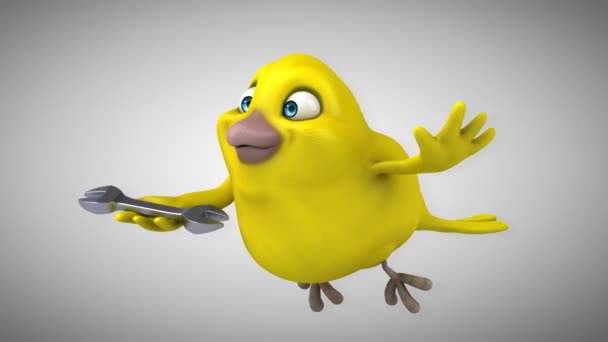 Amusant dessin animé oiseau jaune — Video