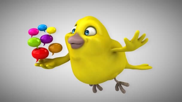 Divertido desenho animado pássaro amarelo — Vídeo de Stock