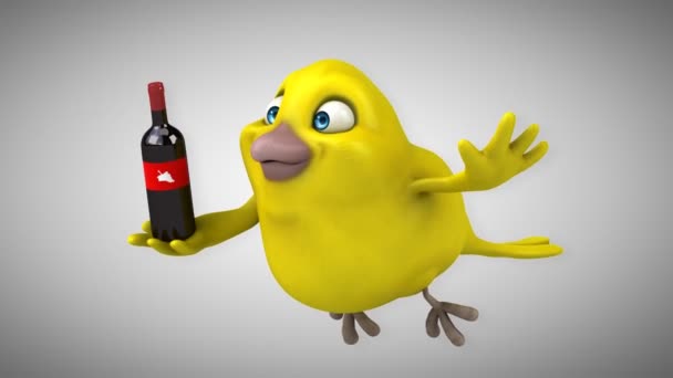 Fun cartoon yellow bird — Stock Video