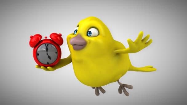 Leuke cartoon gele vogel — Stockvideo