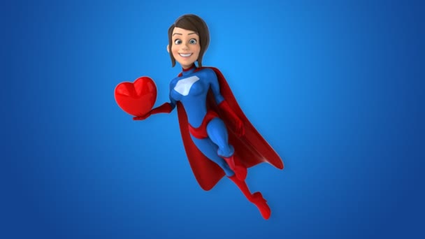 Cartoon super woman — Stock Video