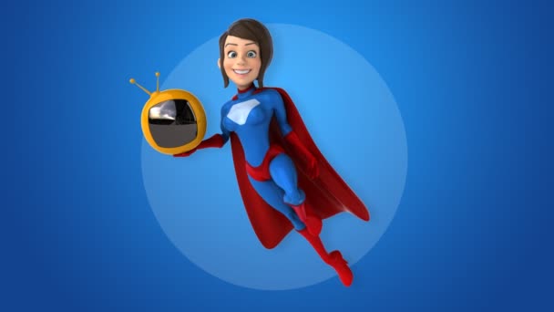 Cartoon super woman — Stock Video