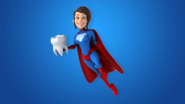 Zeichentrick-Superfrau — Stockvideo