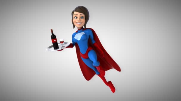 Dibujos animados Super mujer — Vídeo de stock