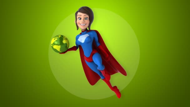 Cartoon super woman — Stock Video