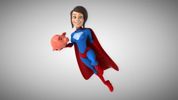 Супер жінка мультфільм — стокове відео