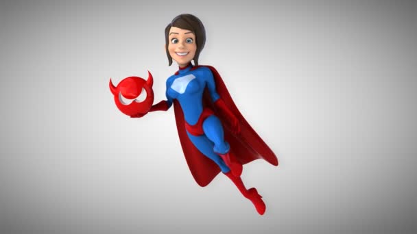Cartoon superkvinna — Stockvideo