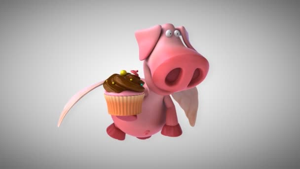 Смешная мультяшная свинья — стоковое видео