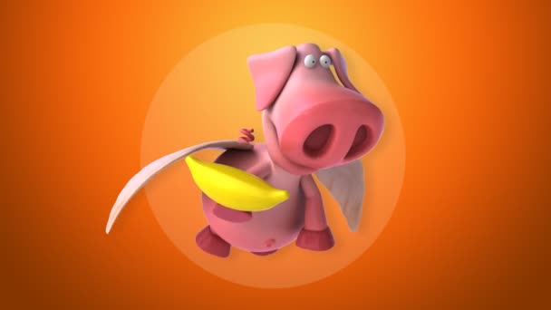 Divertido cerdo de dibujos animados — Vídeo de stock