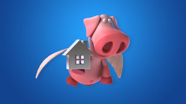 Funny cartoon pig — Stock Video