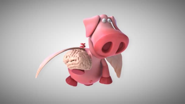Porco engraçado dos desenhos animados — Vídeo de Stock