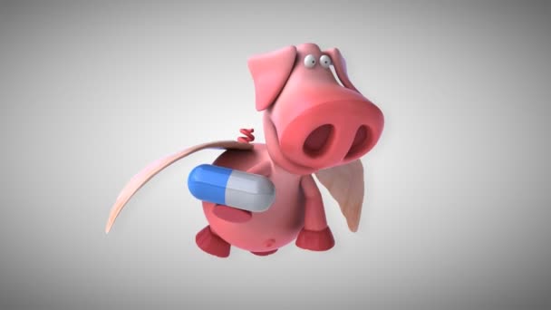 Funny cartoon pig — Stock Video