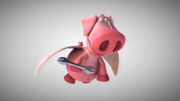 Divertido cerdo de dibujos animados — Vídeos de Stock