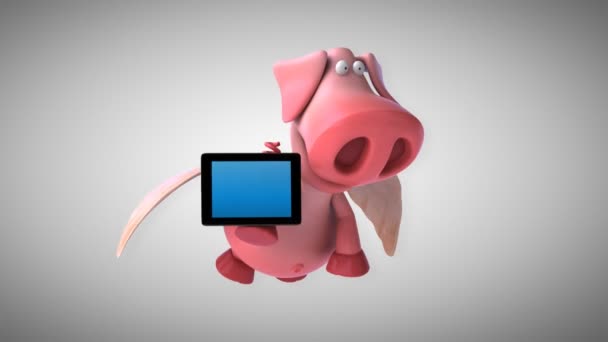 Кумедний мультфільм свиня — стокове відео