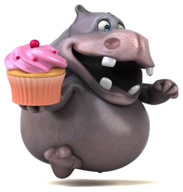 Eğlenceli çizgi film su aygırı