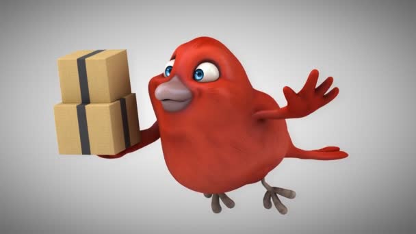 Fun cartoon red bird — Stock Video