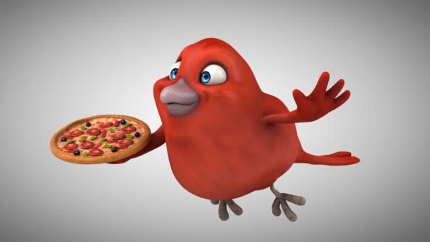 Dibujos animados divertido pájaro rojo — Vídeo de stock