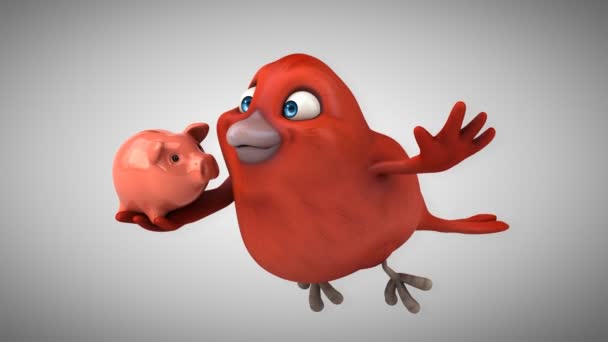 Eğlenceli çizgi film kırmızı kuş — Stok video