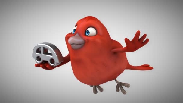 Fun cartoon red bird — Stock Video