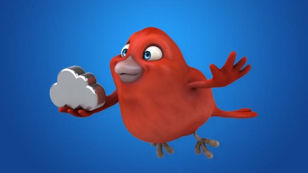 有趣的卡通只红色的鸟 — 图库视频影像