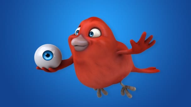 Dibujos animados divertido pájaro rojo — Vídeo de stock