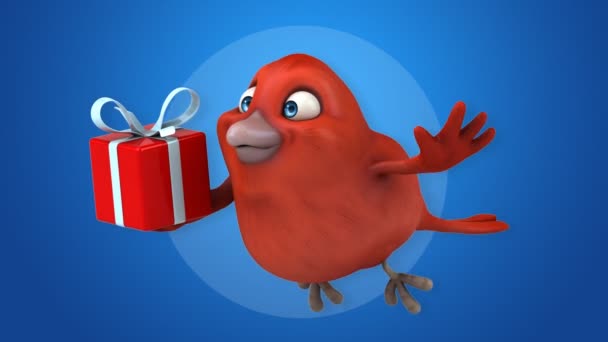 Leuke cartoon rode vogel — Stockvideo