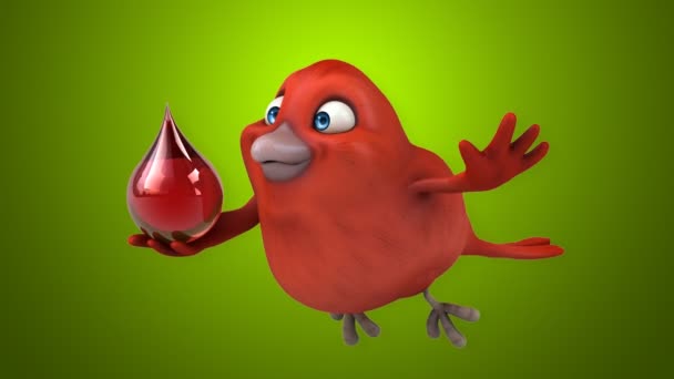 Divertido desenho animado pássaro vermelho — Vídeo de Stock