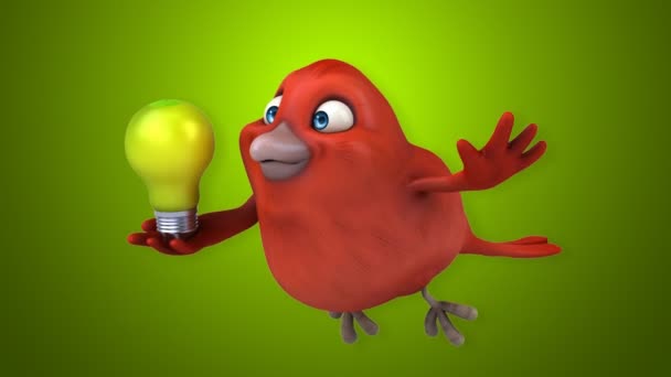 Roliga tecknade röd fågel — Stockvideo