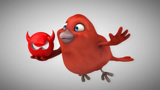 Fun cartoon red bird — Stock Video