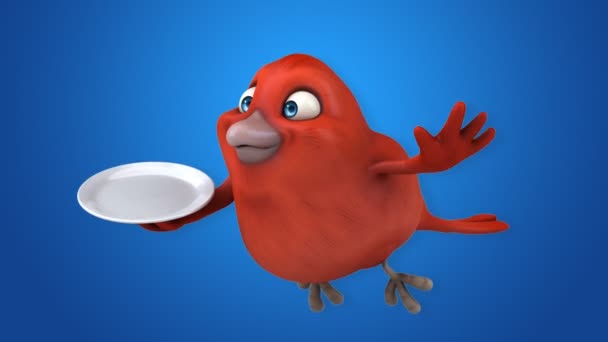 Dibujos animados divertido pájaro rojo — Vídeo de stock