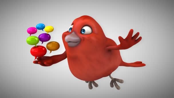 有趣的卡通只红色的鸟 — 图库视频影像
